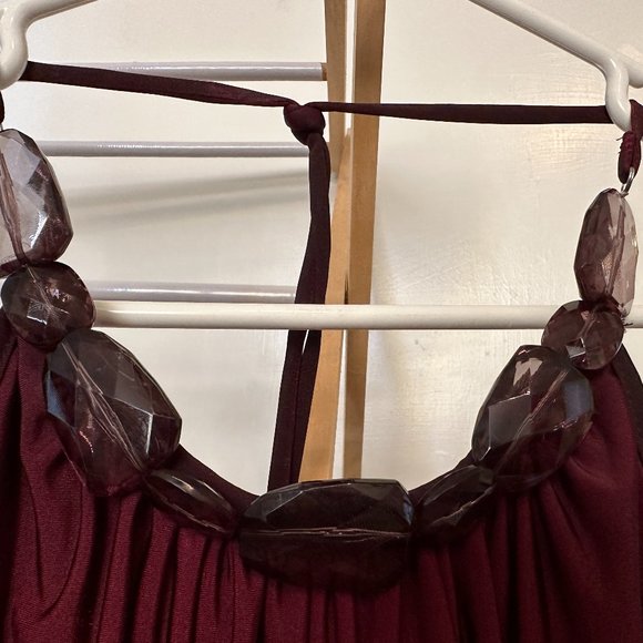 Ombre Red Beaded Halter Top - Picture 4 of 4